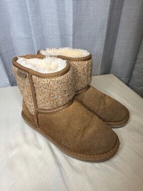 Minnetonka Fruity Pebbles Brown Suede Shearling Women's Ankle Boots Size 7